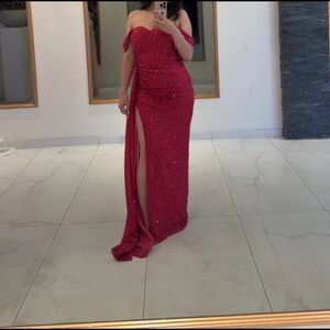 Hot pink prom dress wedding guest dress